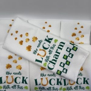 Kitchen towels who needs luck with all this charm! Great for St. Patrick's Day